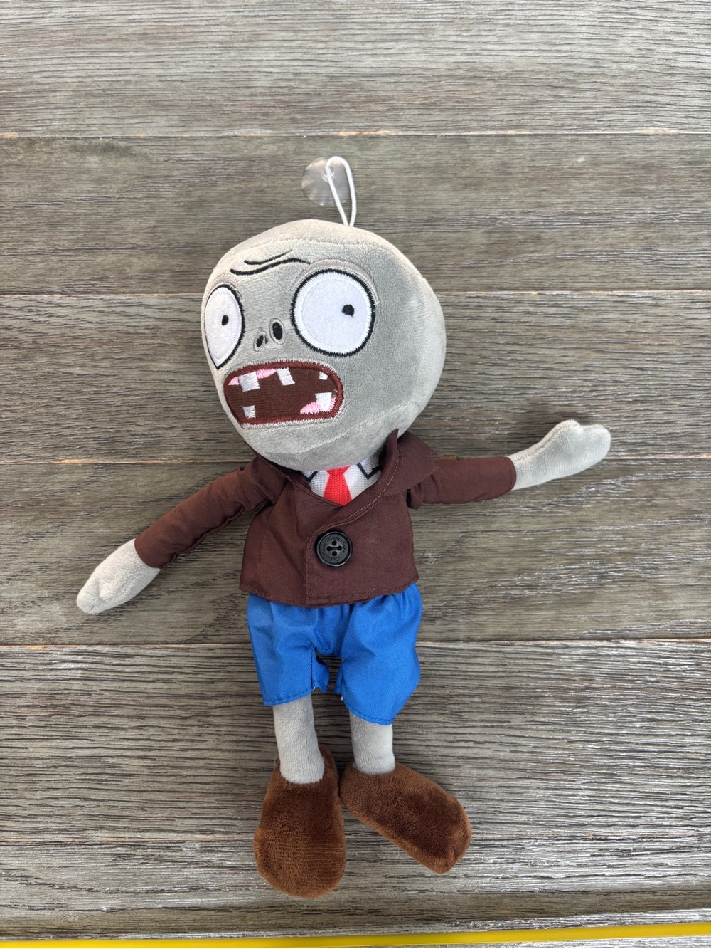 Gray Zombie Plush Toy with Brown Jacket and Blue Shorts - Kids Toy